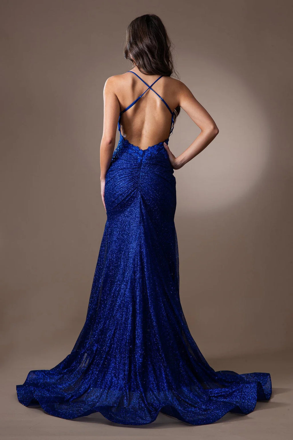 Royal Blue Glitter Fabric Mermaid Sweetheart Floor-Length Dress