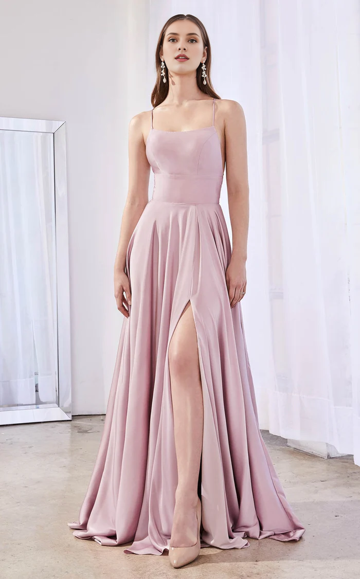 Dark Navy Satin A-Line Floor-Length Bridesmaid Dress