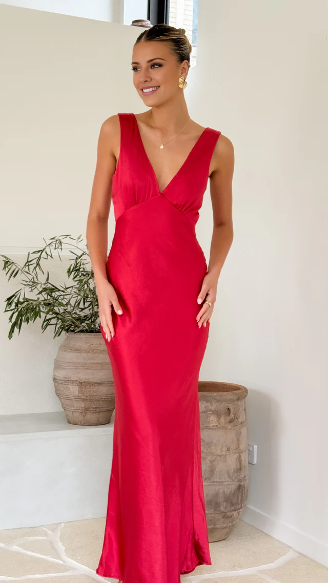 Vestido de fiesta Jimiss con escote en V, plisado, sin mangas y largo hasta el suelo