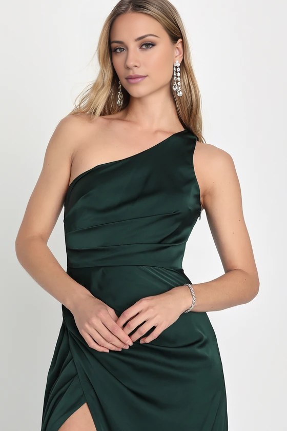 Vestido de fiesta Jimiss con escote asimétrico, hombros descubiertos, sin mangas, espalda descubierta, abertura lateral y largo hasta el suelo