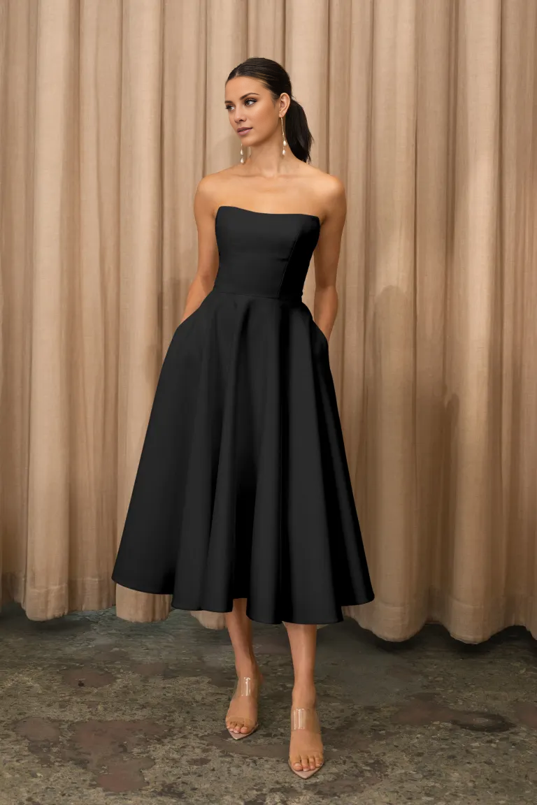 Vestido de fiesta largo Jimiss con hombros descubiertos, sin mangas, sin tirantes y sin espalda