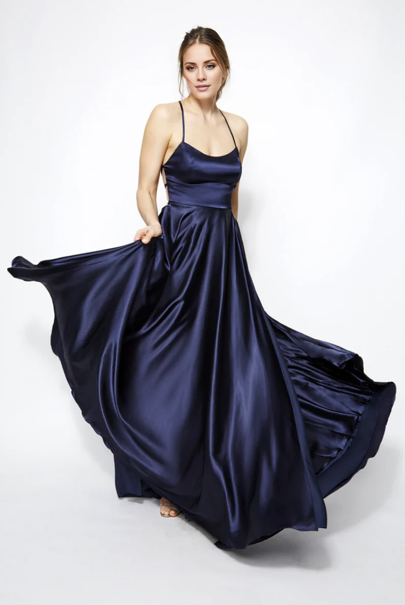 Vestido de fiesta Jimiss con escote cuadrado, hombros descubiertos, sin mangas, tirantes finos, espalda descubierta y largo hasta el suelo