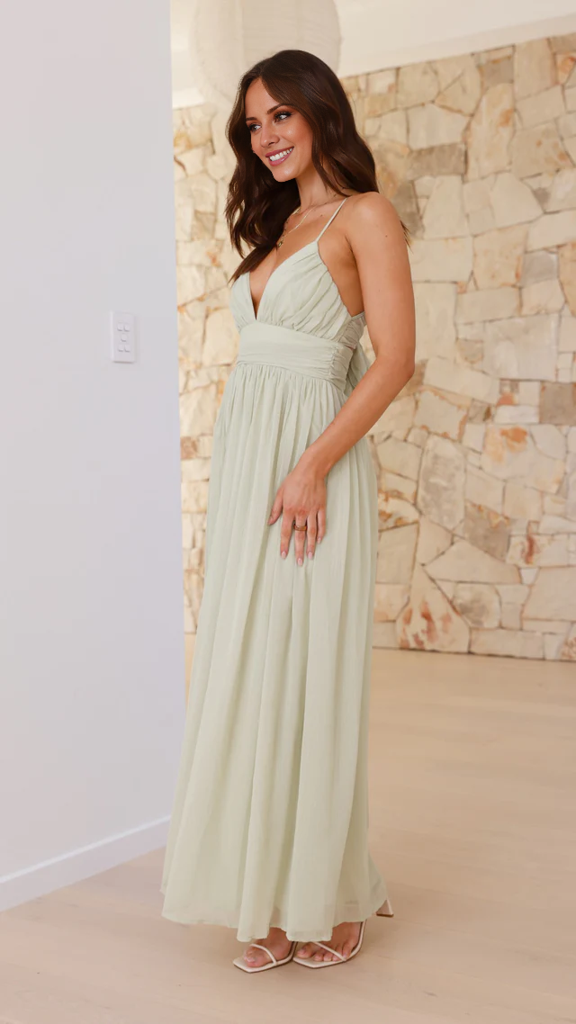 Vestido de fiesta Jimiss con escote en V, tirantes finos, espalda descubierta y largo hasta el suelo