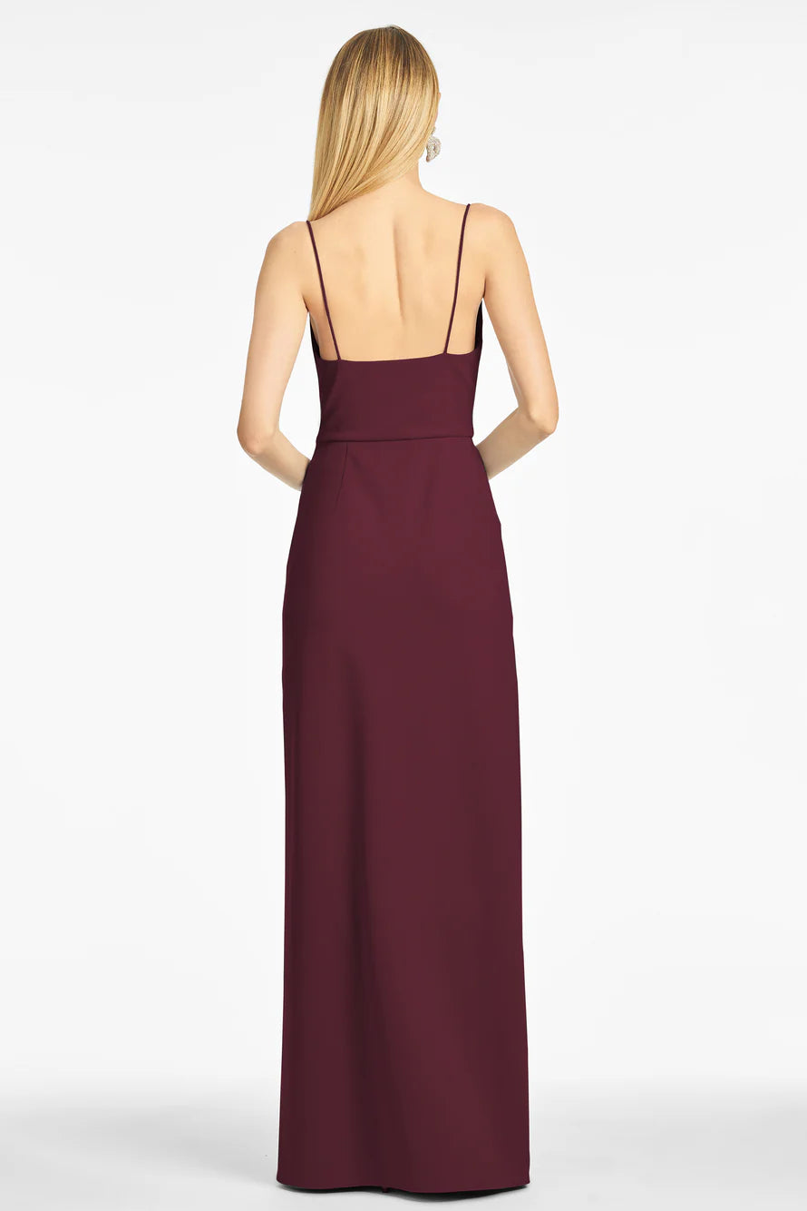 Vestido de fiesta Jimiss con escote cuadrado, hombros descubiertos, sin mangas, tirantes finos, espalda descubierta, abertura lateral y largo hasta el suelo