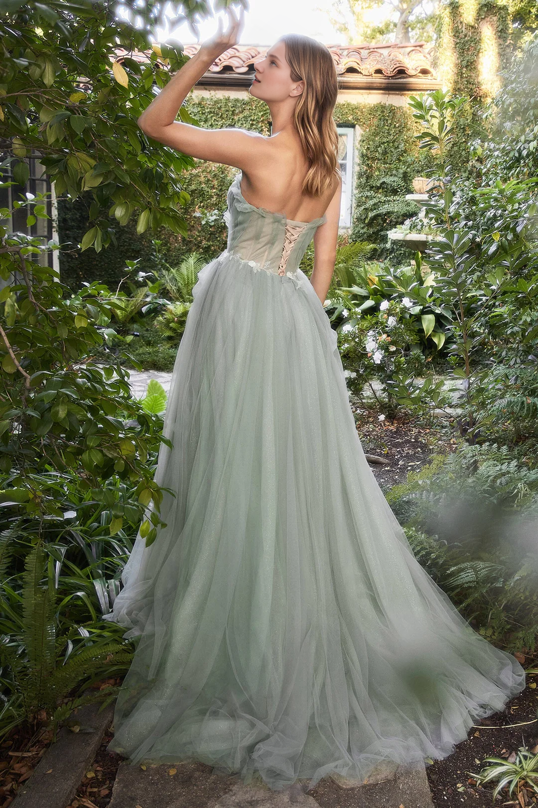 Sage Green Tulle A-Line Sweetheart Floor-Length Bridesmaid Dress with Floral Appliques