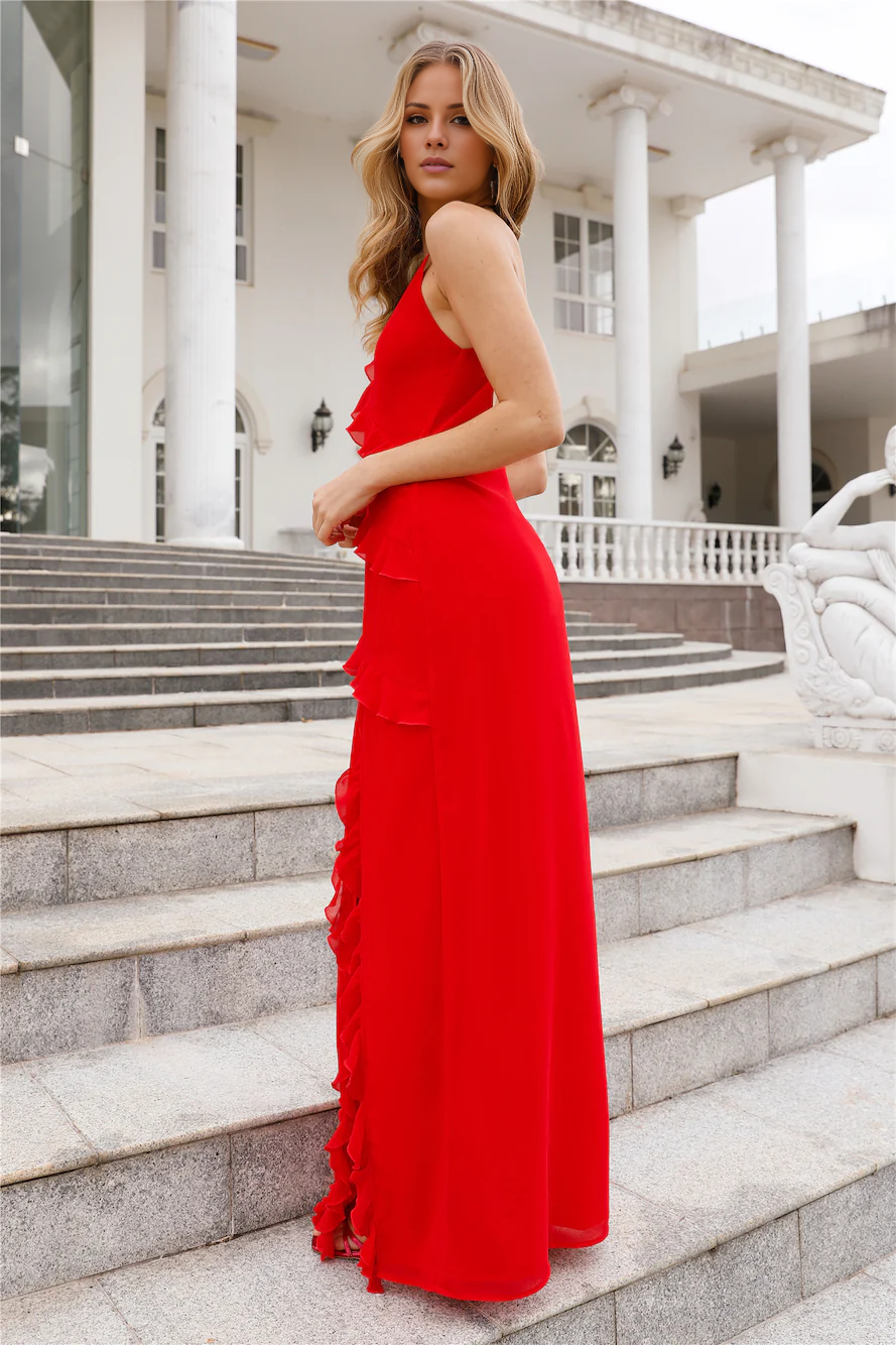 Vestido de fiesta Jimiss con escote en V, tirantes finos, pliegues en la espalda y largo hasta el suelo