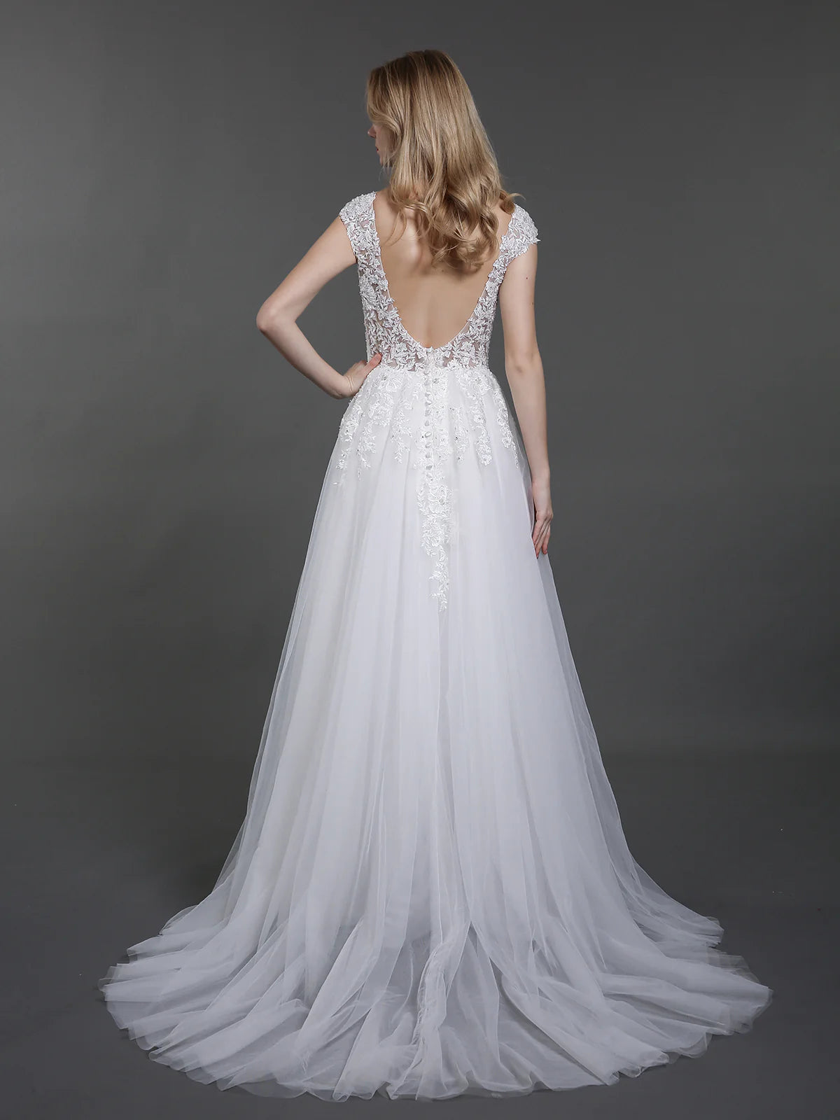 Vestido de novia transparente sin mangas y sin espalda