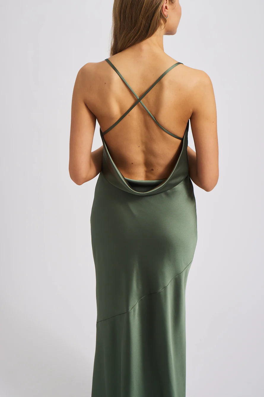 Vestido de fiesta Jimiss con escote cuadrado, sin mangas, tirantes finos, sin espalda y largo hasta el suelo