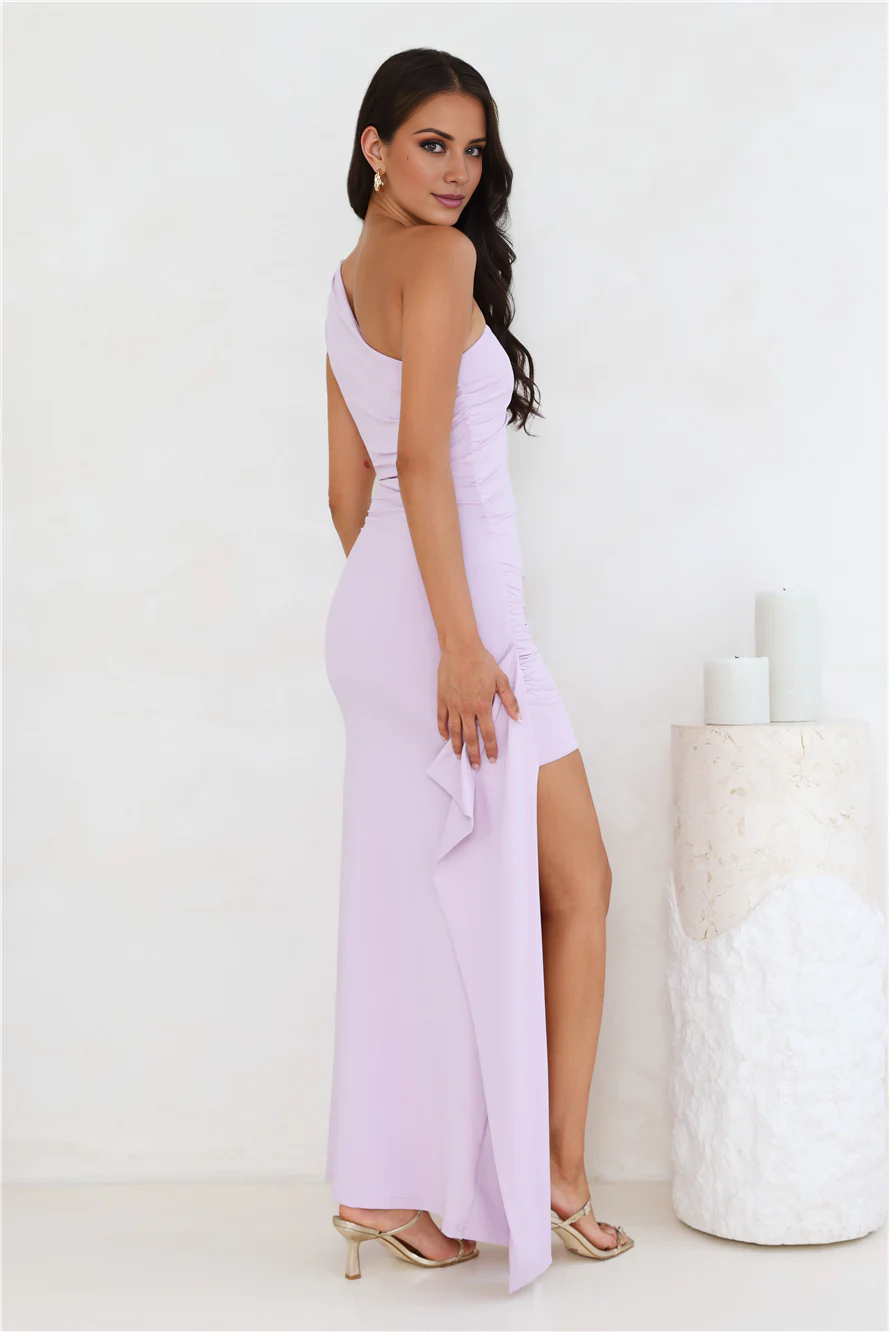 Vestido de fiesta largo Jimiss con un solo hombro, sin mangas, hombros descubiertos y abertura lateral
