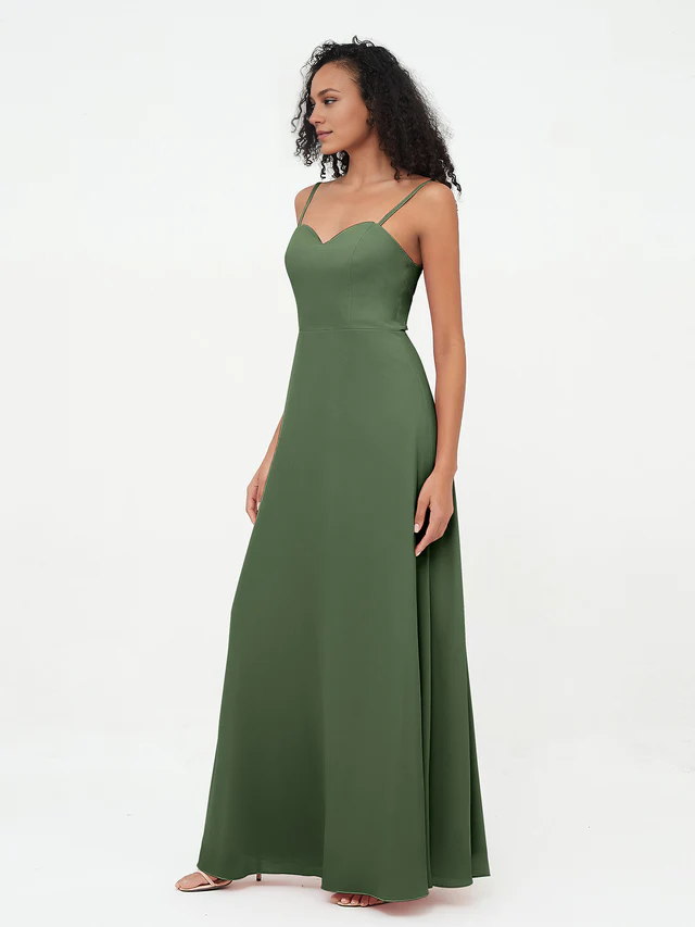 Chiffon Spaghetti-Strap Ruched Bodice Wide-Leg Jumpsuit Floor-Length Bridesmaid Dresses