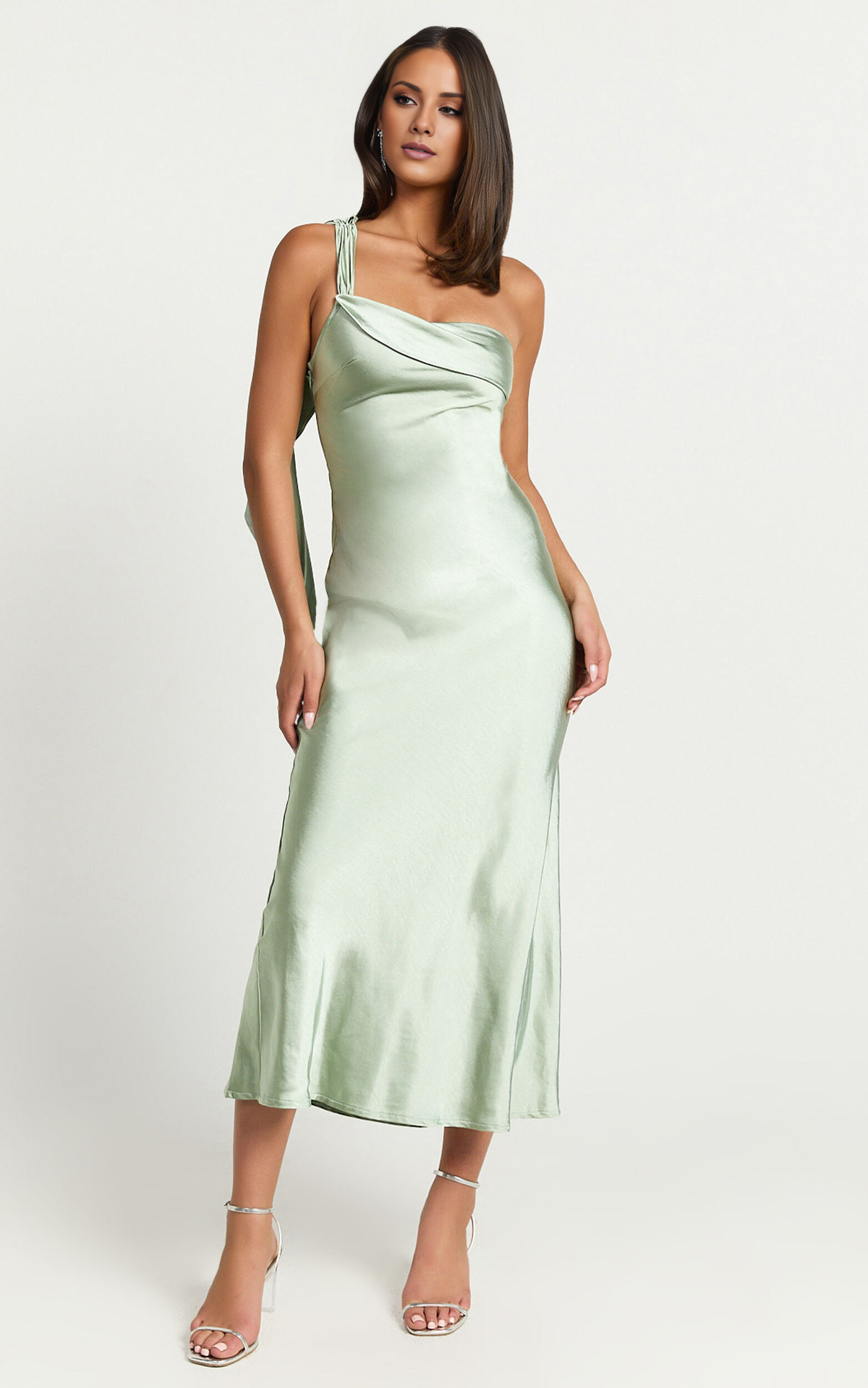 Vestido de fiesta Jimiss con escote asimétrico, hombros descubiertos, sin mangas, espalda descubierta y largo hasta el suelo