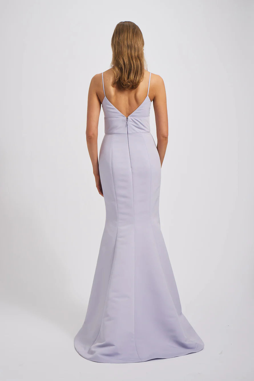 Vestido de fiesta Jimiss con escote en V, corte sirena, hombros descubiertos, sin mangas, tirantes finos, espalda descubierta y largo hasta el suelo