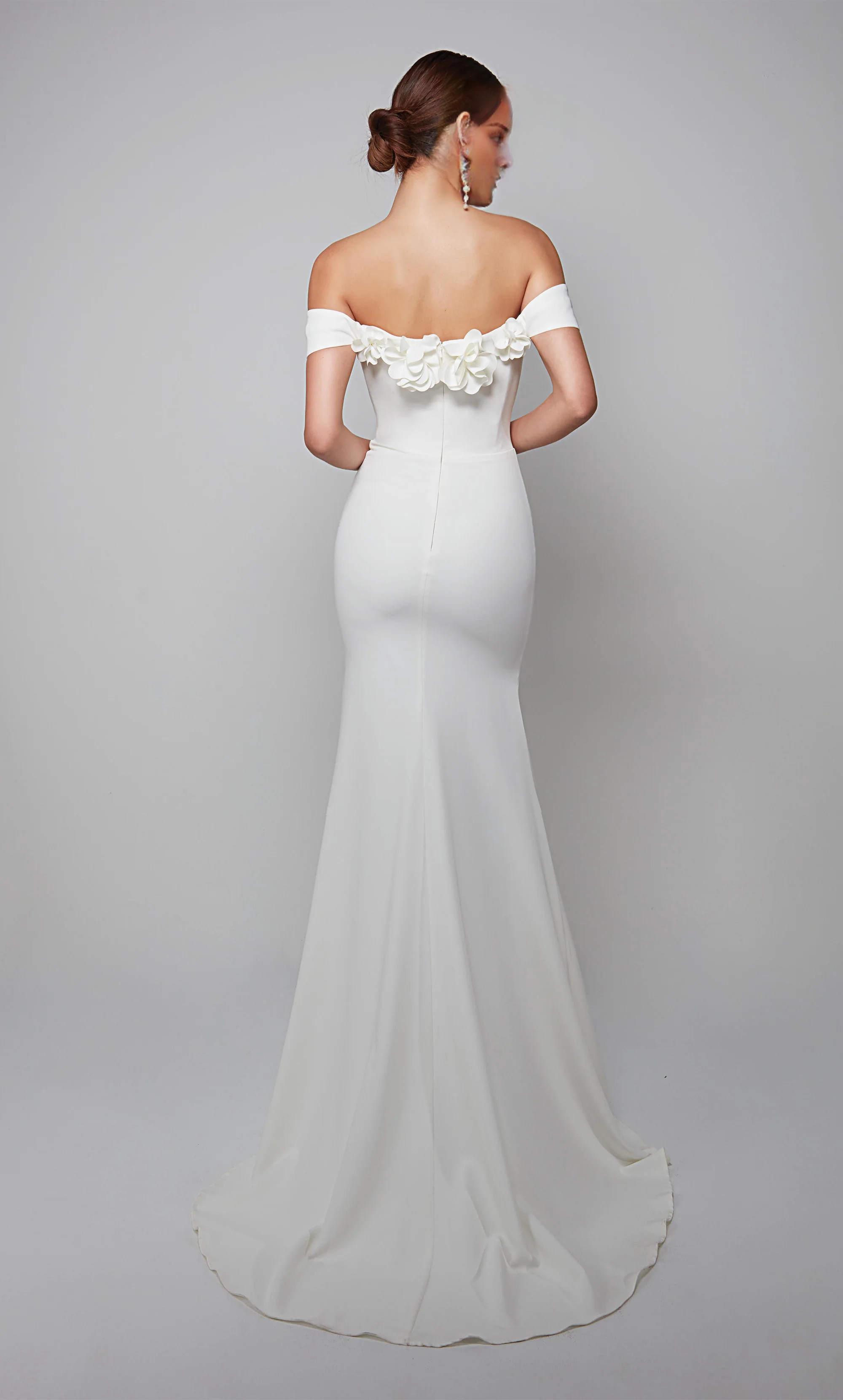 Shoulderless mermaid backless floral decal wedding dress