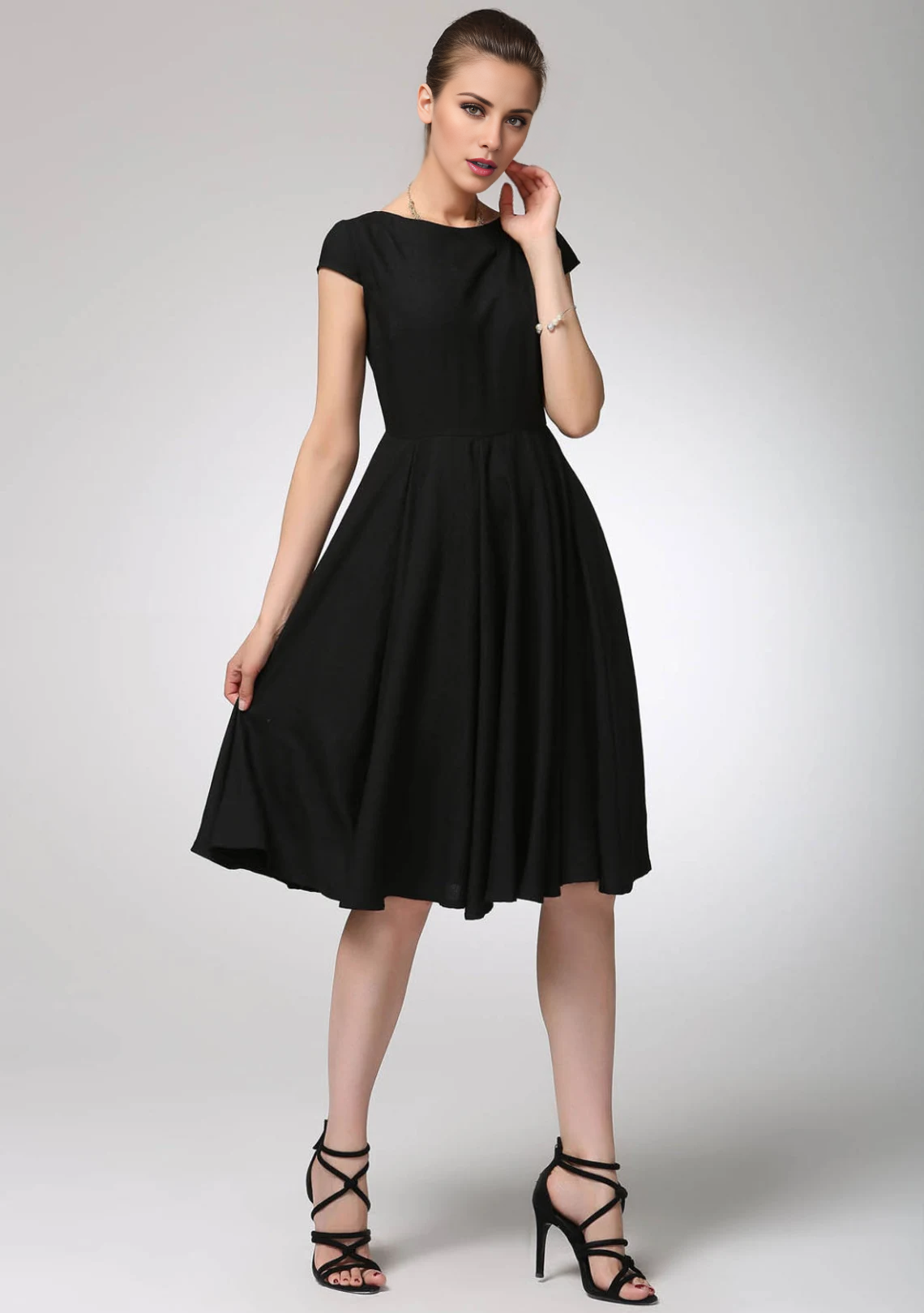 Vestido de verano de cuello redondo y manga corta para regreso a casa de Jimiss