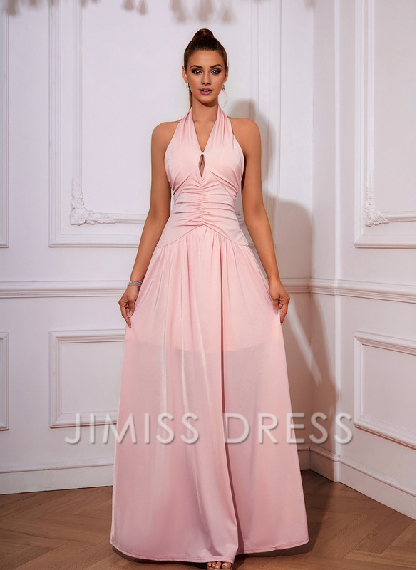 Vestido de fiesta plisado de punto con corte en A y largo hasta el suelo de Jimiss