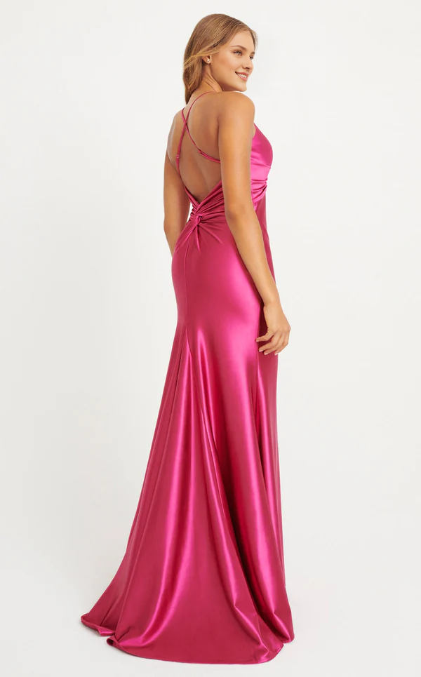 Mermaid V collar sleeveless backless and floor length Prom dress