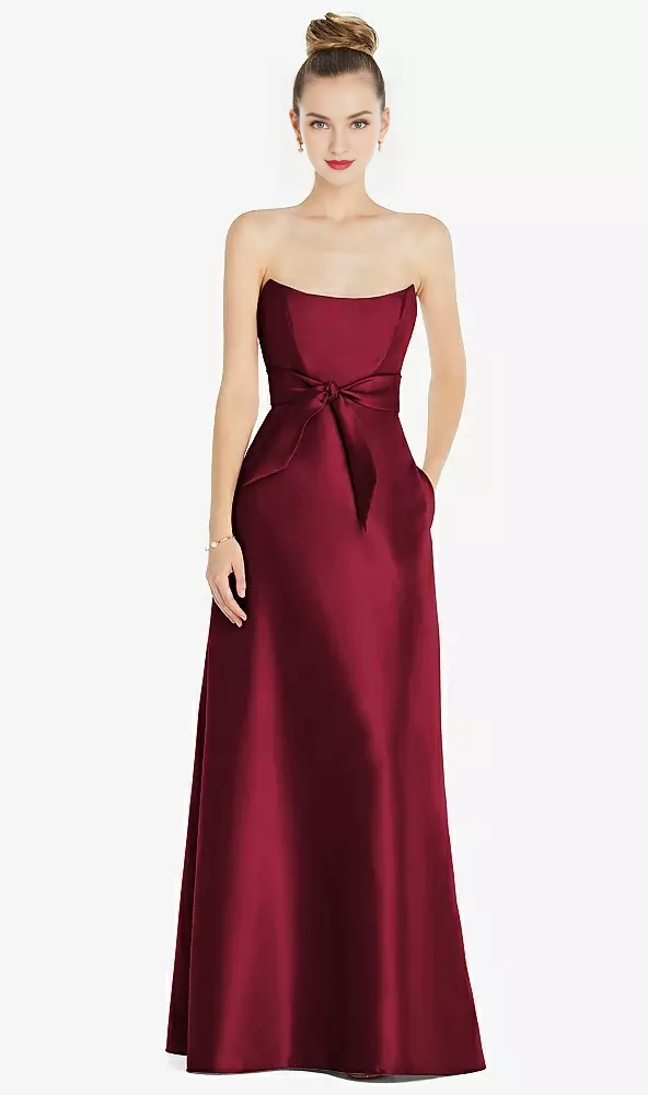 Mini waist belt Basque collar strapless satin Prom dress