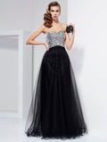 Vestido largo de satén tejido con cuentas y cristales, sin mangas, corte princesa/escote en forma de corazón