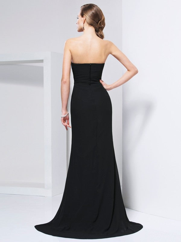 Trumpet/Mermaid Sweetheart Sleeveless Pleats Long Chiffon Dresses