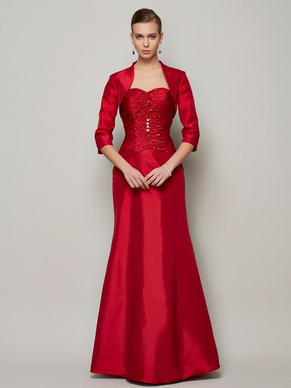 Vestidos largos de tafetán con cuentas, sin mangas, corte princesa/en forma de corazón