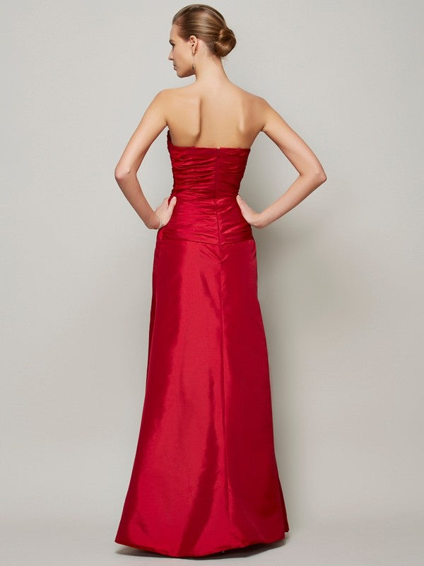 Vestidos largos de tafetán con cuentas, sin mangas, corte princesa/en forma de corazón