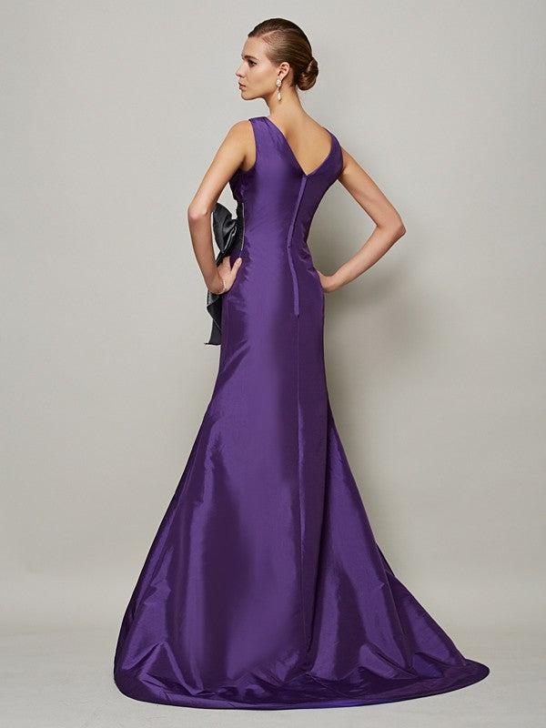 Purple Satin A-Line Floor-Length Bridesmaid Dress