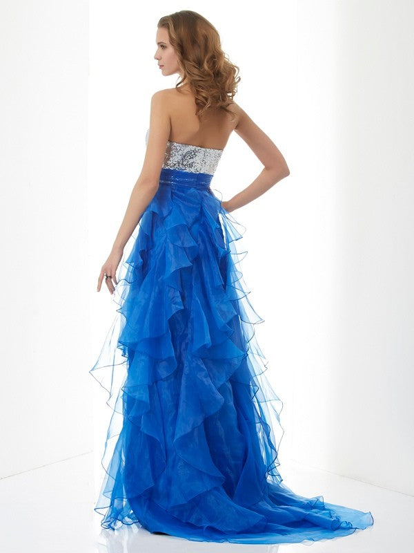 Vestidos largos de satén con lentejuelas, sin mangas, corte A/princesa, escote corazón