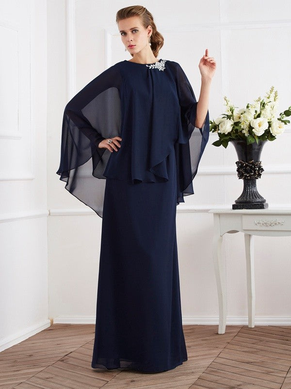 Vestidos de madre de la novia de gasa larga, sin mangas, con cuello alto y corte princesa en A