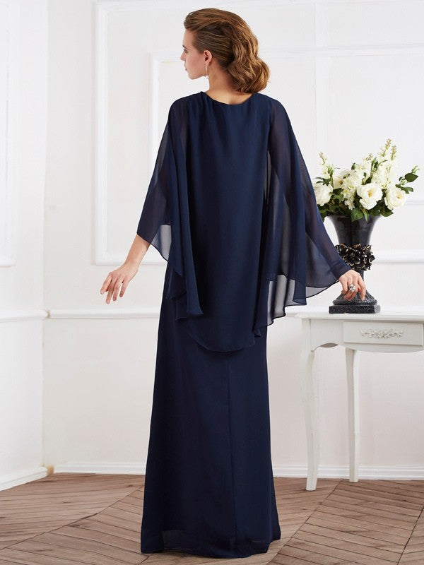 Vestidos de madre de la novia de gasa larga, sin mangas, con cuello alto y corte princesa en A