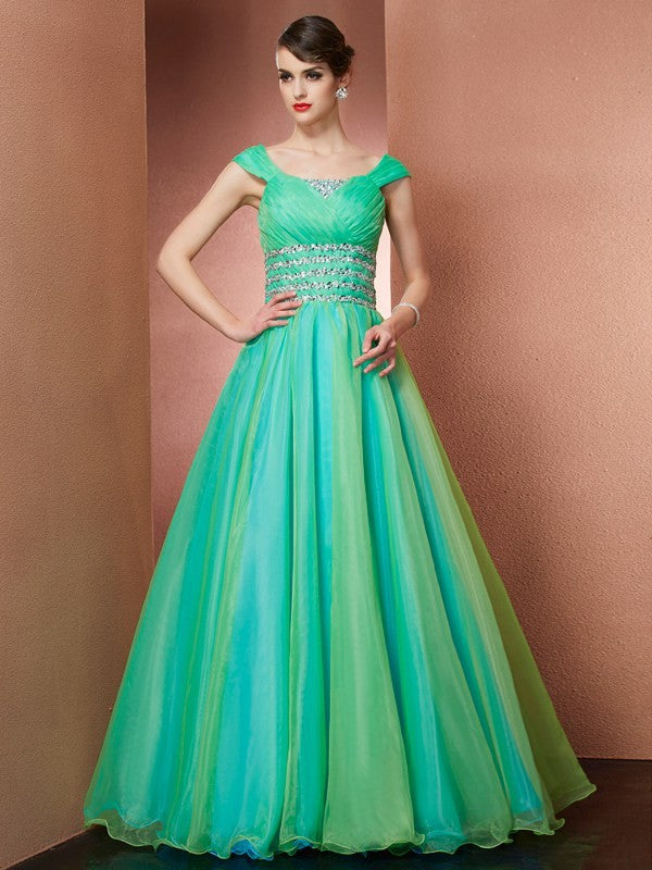 Green Chiffon Sweetheart Ball Gown Floor-Length Dress