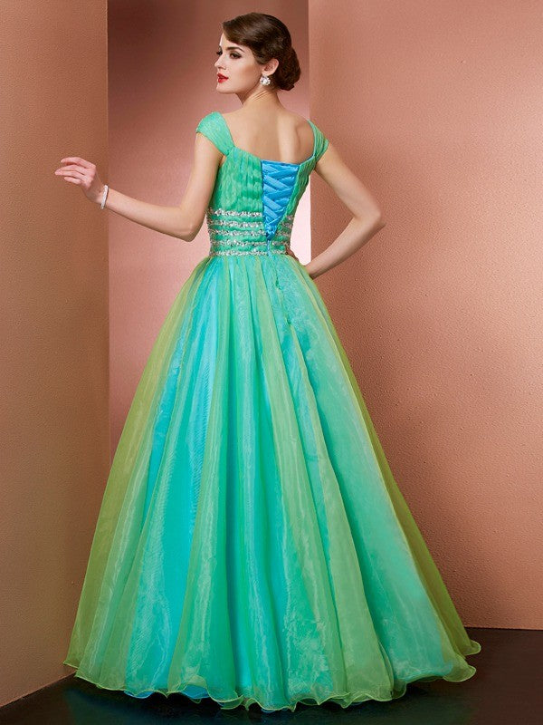 Green Chiffon Sweetheart Ball Gown Floor-Length Dress