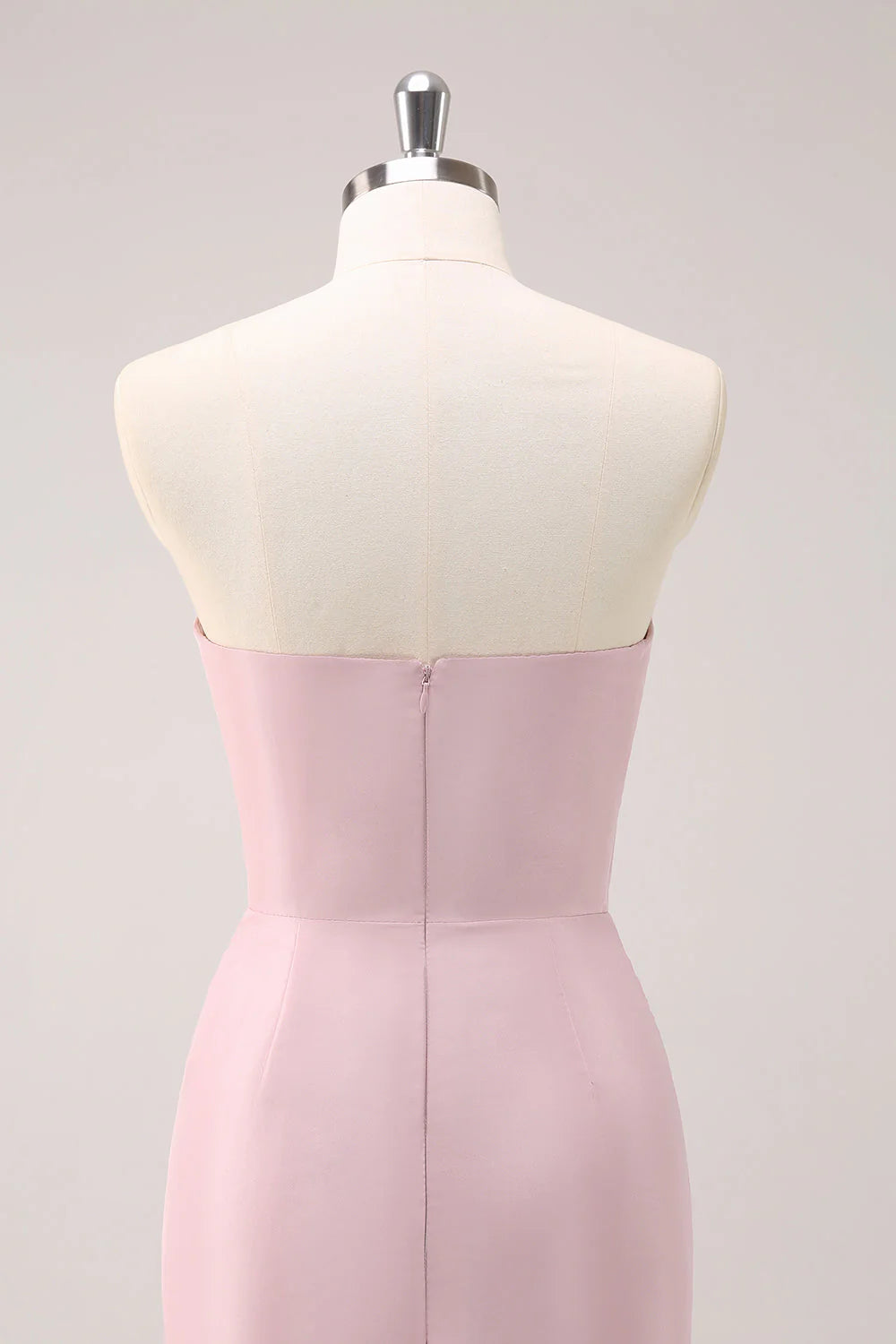 Abito da damigella asimmetrico senza spalline con coda di pesce arricciata rosa