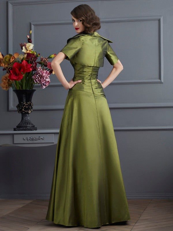 Vestidos de madre de la novia de tafetán largo con cuentas, sin mangas, con corte A/princesa y sin tirantes