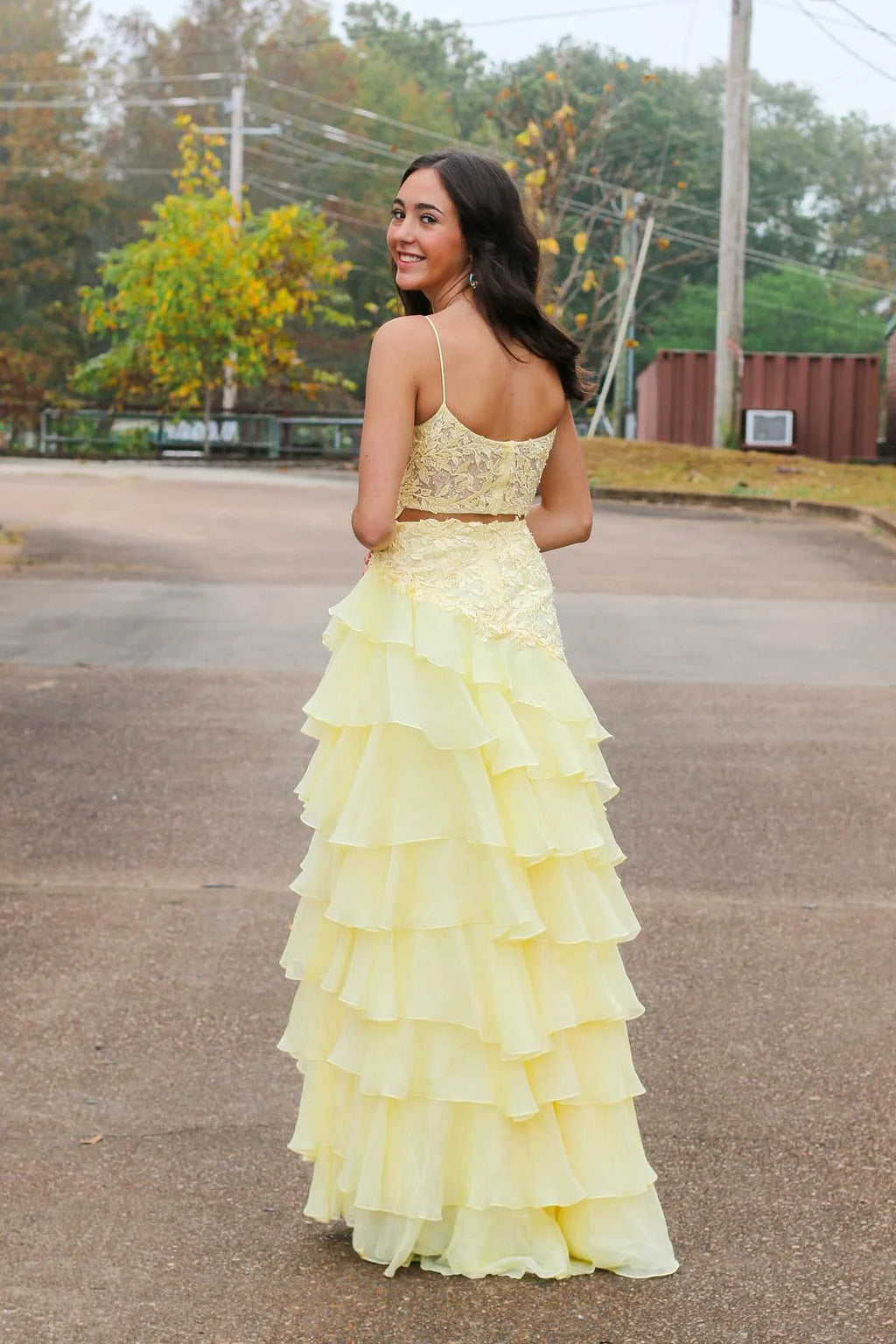 Romantic A-line Square Spaghetti Low Back Long Prom Dress