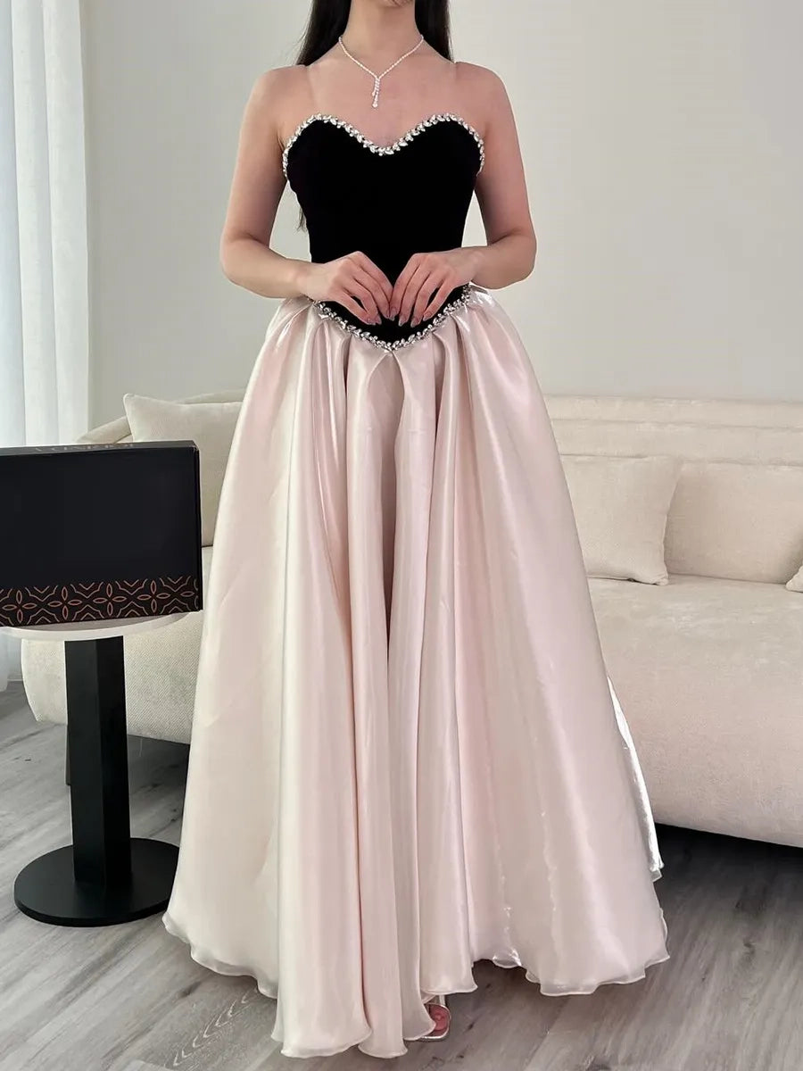 Elegant Ballgown Sweetheart Strapless Zipper Back Two Tone Long Prom Dress