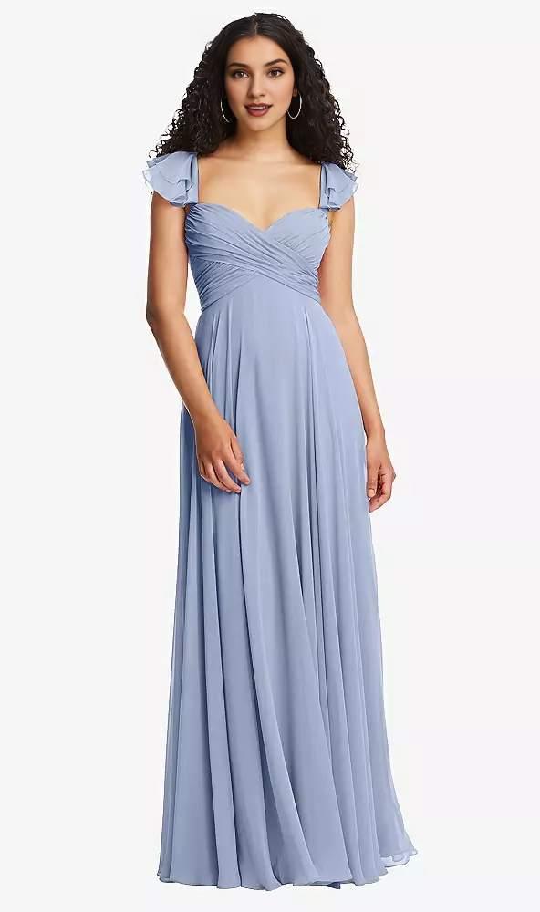 Vestido de fiesta cruzado, ajustado, sin espalda y largo hasta el suelo