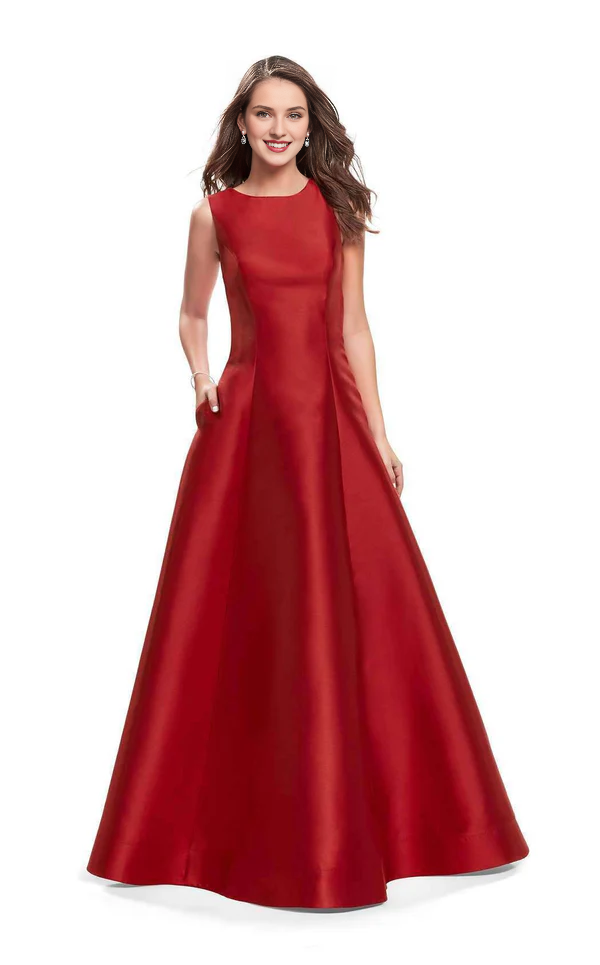 Yellow Satin A-Line Boat Neck Floor-Length Bridesmaid Dress with Pockets