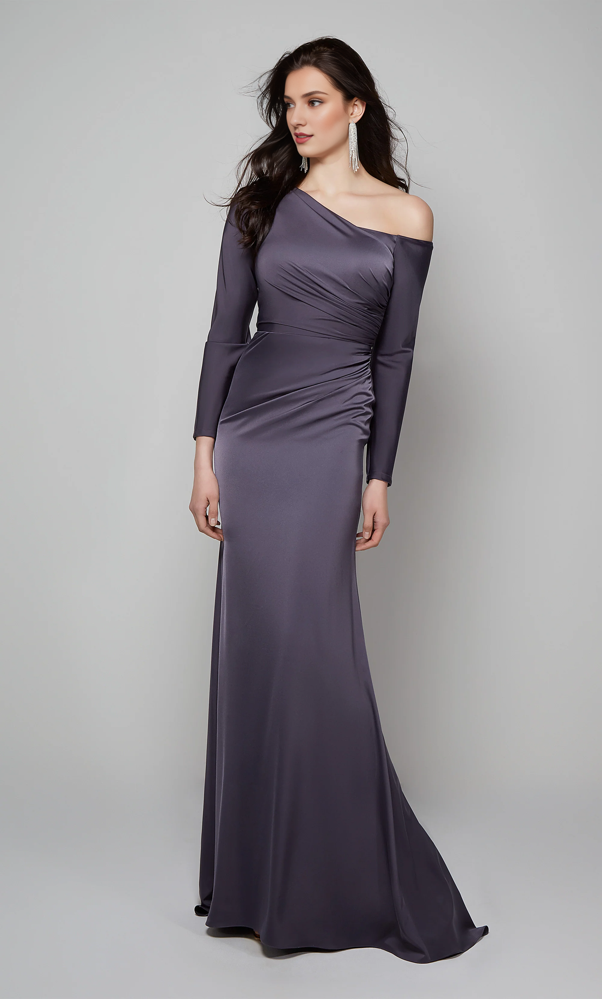 Stormy Satin One Shoulder Floor-Length Sheath/column Evening Dress