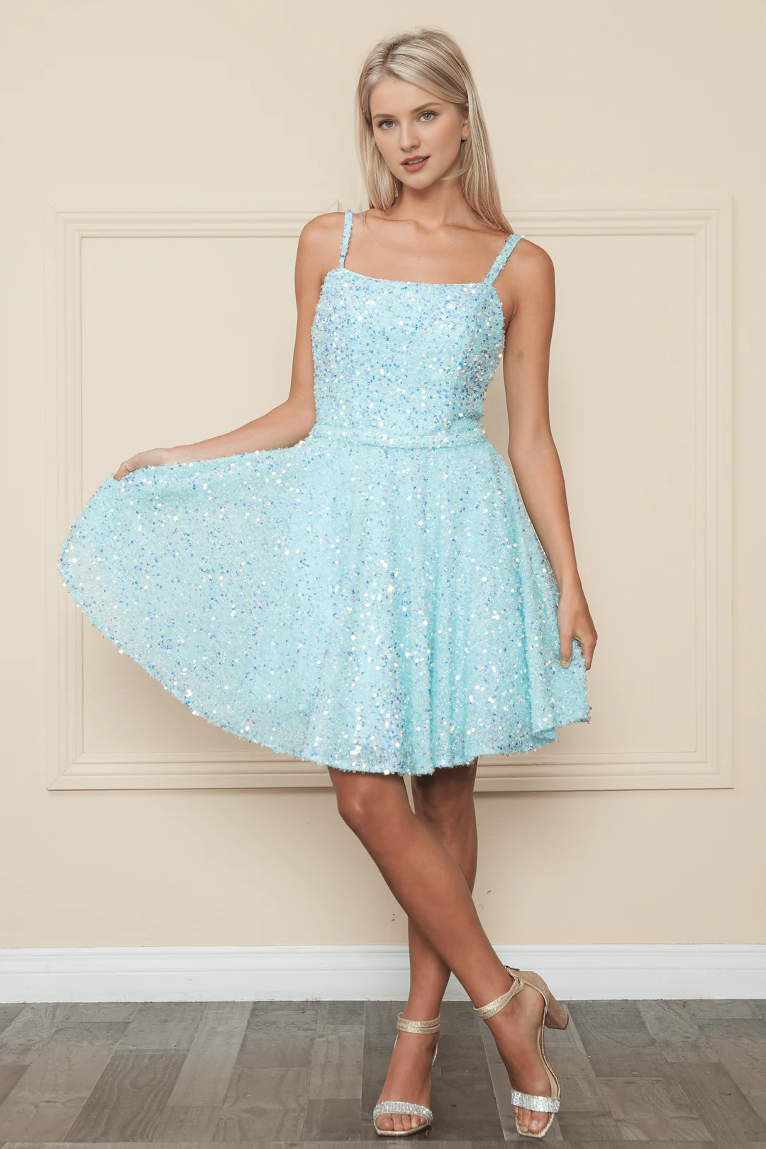 Sparkling short strapless velvet A-line dress