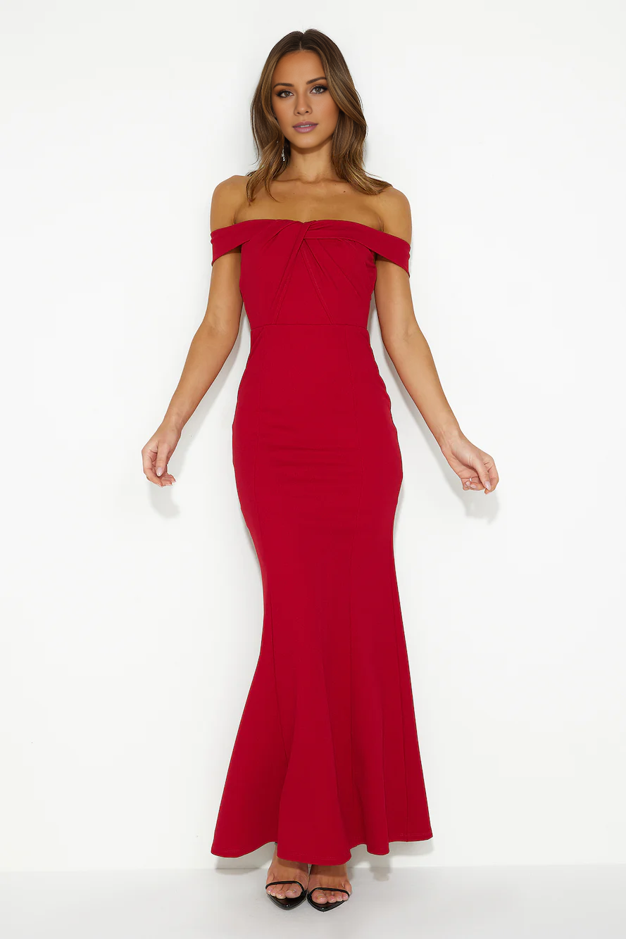 Vestido de fiesta Jimiss de corte sirena, sin mangas y largo hasta el suelo con hombros descubiertos