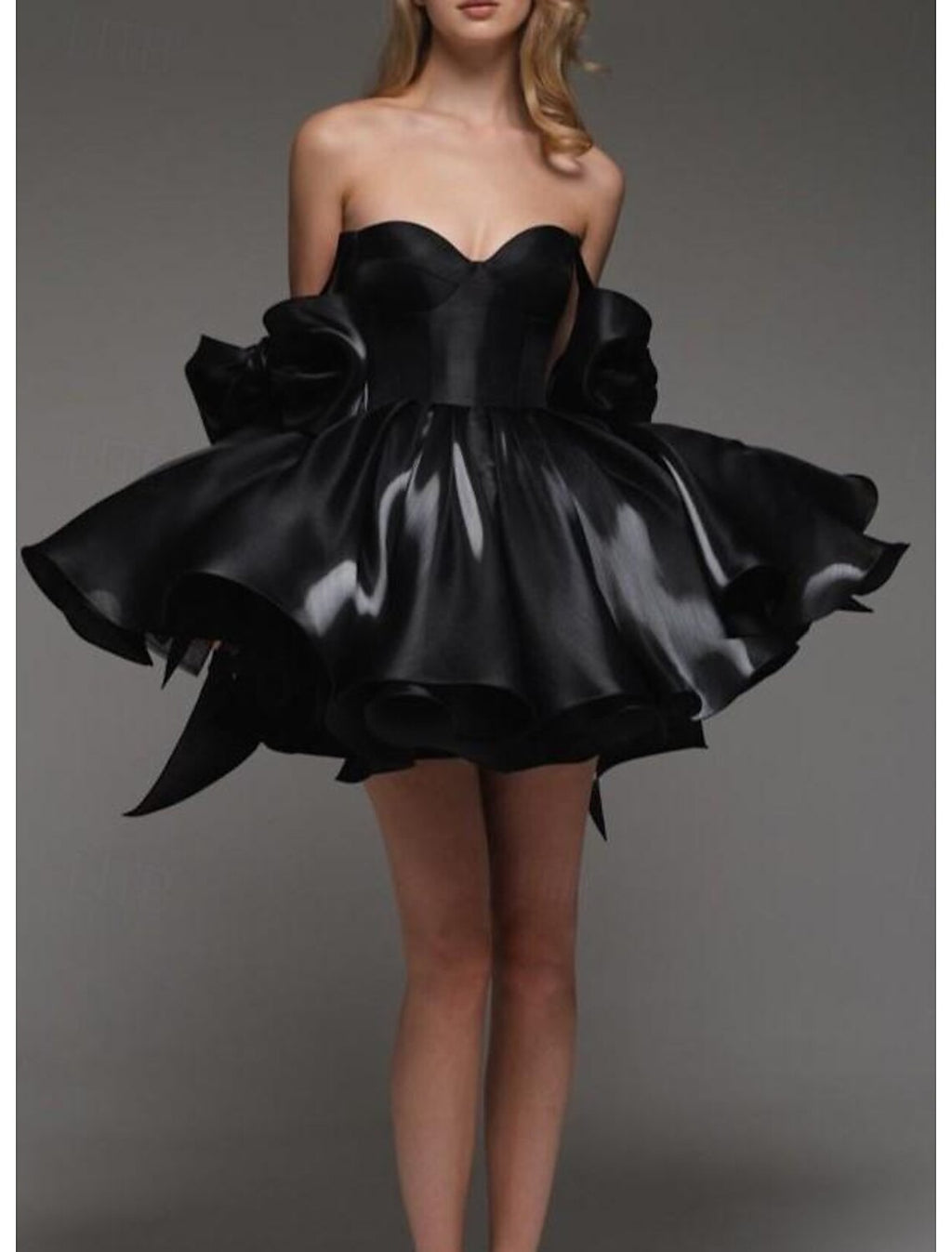 Vestidos de fiesta de corte A con corsé, para graduación, cortos/mini, sin mangas, con tirantes finos, de satén y lazo.