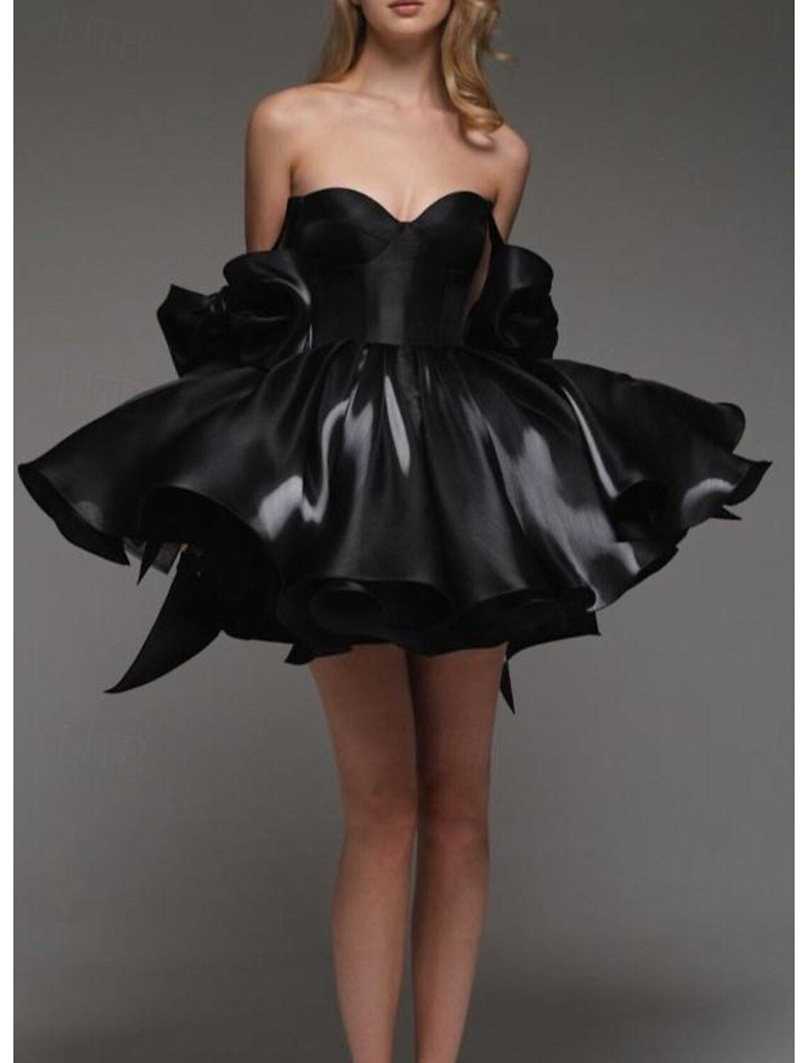 Vestidos de fiesta de corte A con corsé, para graduación, cortos/mini, sin mangas, con tirantes finos, de satén y lazo.