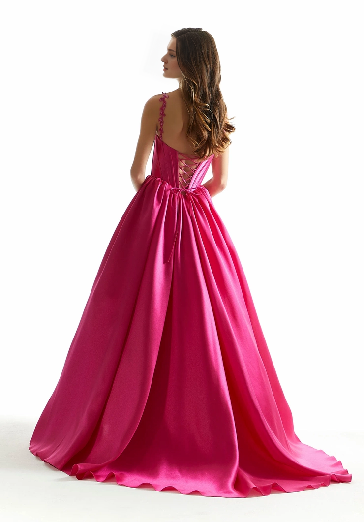 Pink Satin A-Line Floor-Length Sweetheart Evening Dress with Boned Bodice