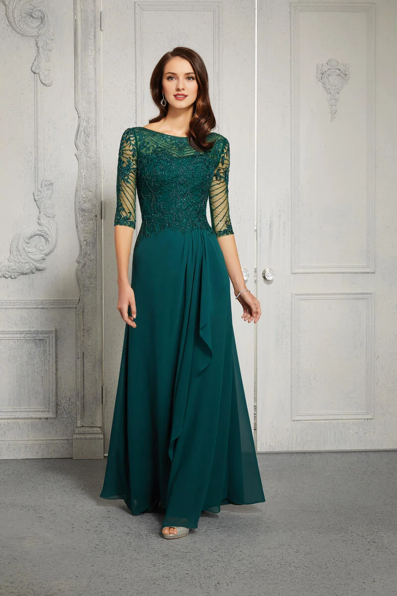 Lilac Chiffon A-Line Floor-Length Evening Dress with Embroidered Bodice