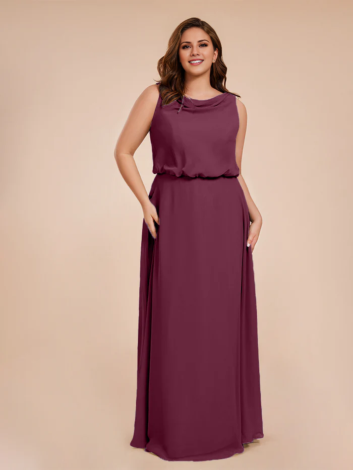 Wind neck chiffon plus size and floor length bride dresses