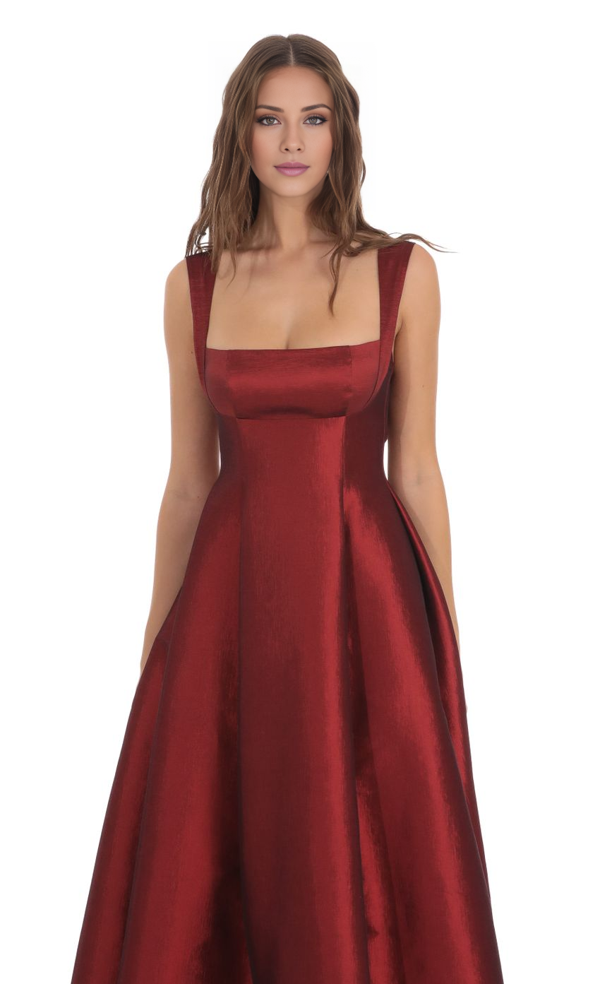 Vestido de fiesta con escote cuadrado, hombros descubiertos, sin mangas, espalda descubierta, tirantes y largo hasta el suelo