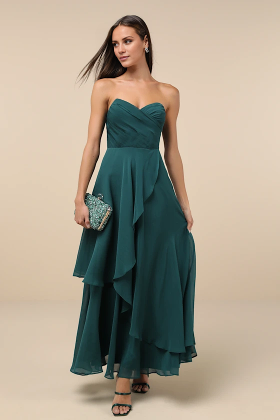 Vestido de noche Jimiss con escote en V, hombros descubiertos, sin mangas, sin tirantes, sin espalda y largo hasta el suelo