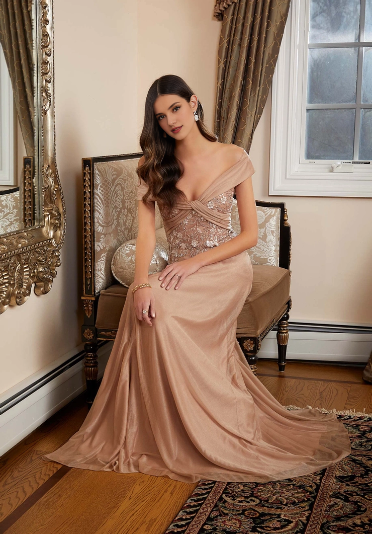 Corsetto aderente con scollo a V e spalle scoperte, ricamo di perline, per abito da sera