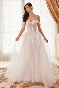 Ivory Tulle Ball Gown Floor-Length Sweetheart Dress with 3D Floral Appliques