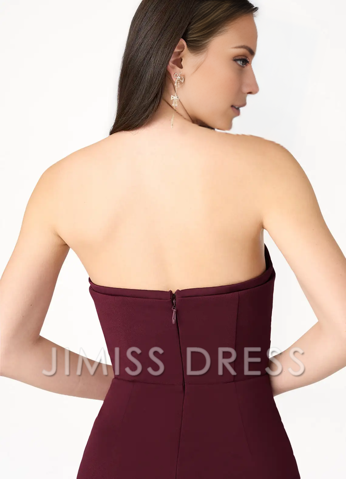 Vestido de fiesta Jimiss sin tirantes, con aberturas laterales, espalda descubierta y largo hasta el suelo 